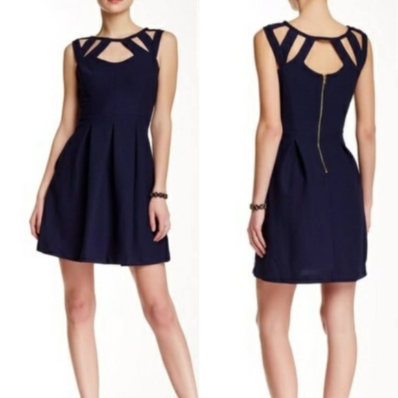 Betsey Johnson Dresses & Skirts - BETSEY JOHNSON Cocktail Dress, Navy Pleated, 10